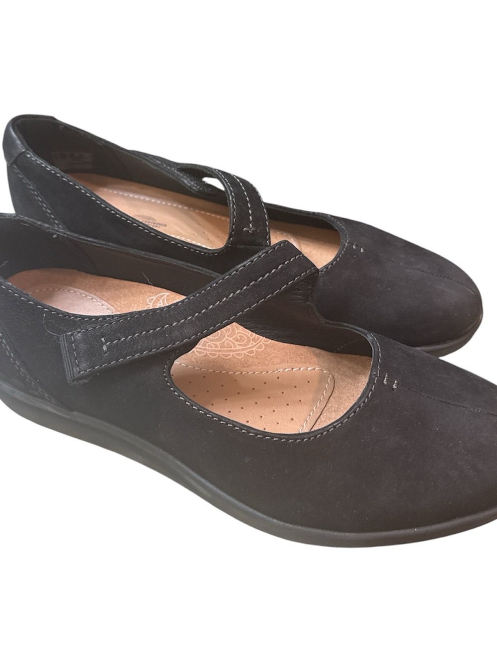 Clarks Black Mary Jane Strap Flats